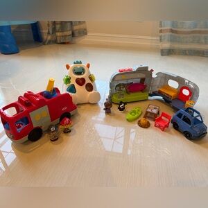 Fisher Price Little People Lot Bundle Camper Fire Truck Yeti